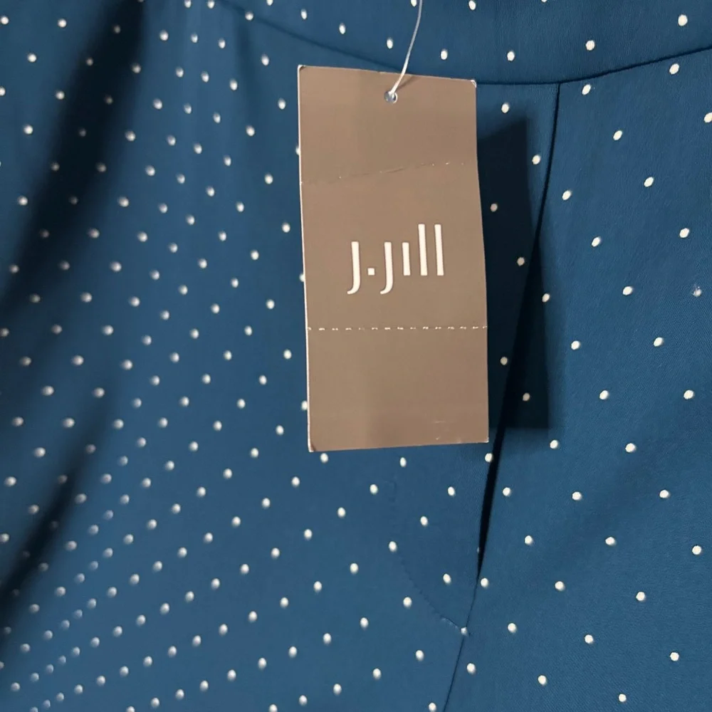 J. Jill New Wearever Collection Easy Care Wide Leg Cropped Pants Blue Large - Picture 3 of 14